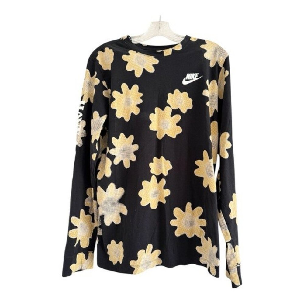 NIKE (Rare) Men’s Have A Nike Day Long Sleeve Black Pixel Floral Shirt-L EUC!!